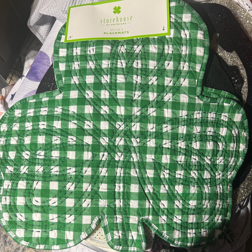 Storehouse Shamrock Gingham Placemat - Green & White set of 2